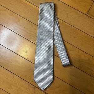 Hugo Boss Silk Tie Gray Blue Striped Made in Italy